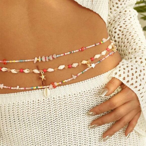 Colorful Beaded Waist Chain A1288 - Picture 2 of 3